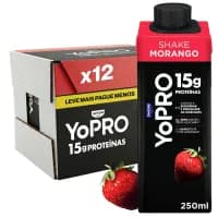 YoPRO Bebida Láctea UHT Morango 15g de proteínas 250ml - 12 unidades