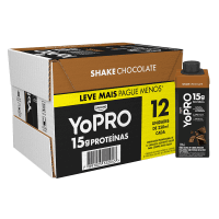 Caixa com 12 unidades YoPRO Bebida Láctea UHT Chocolate 15g de proteínas 250ml