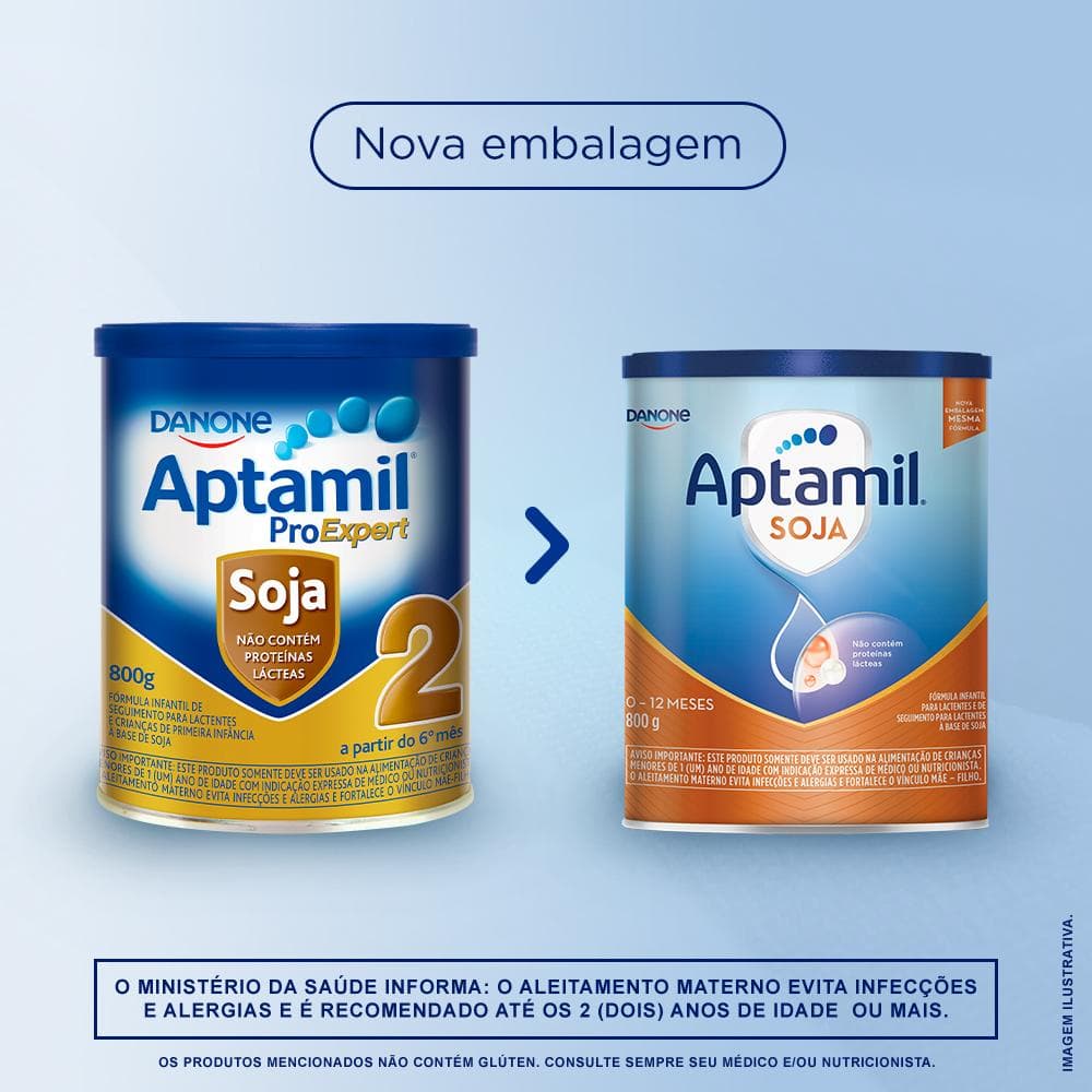 Fórmula Infantil: Aptamil Soja 2 800g | 0-12 meses