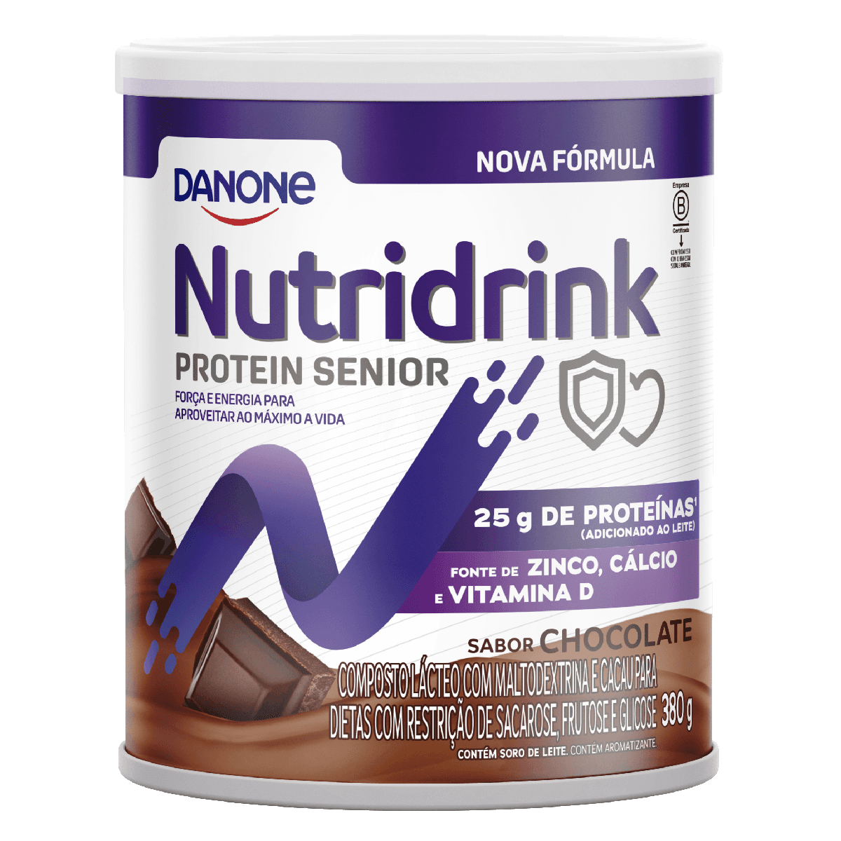 Nutridrink Protein Senior lata com 380g sabor chocolate